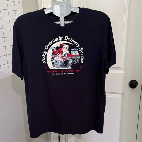 Old Navy Black Short Sleeve Tee with Santa Design - Picture 2 of 5